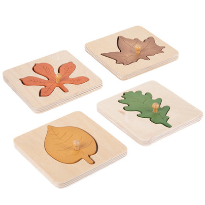 Ensemble de puzzle de feuilles en bois