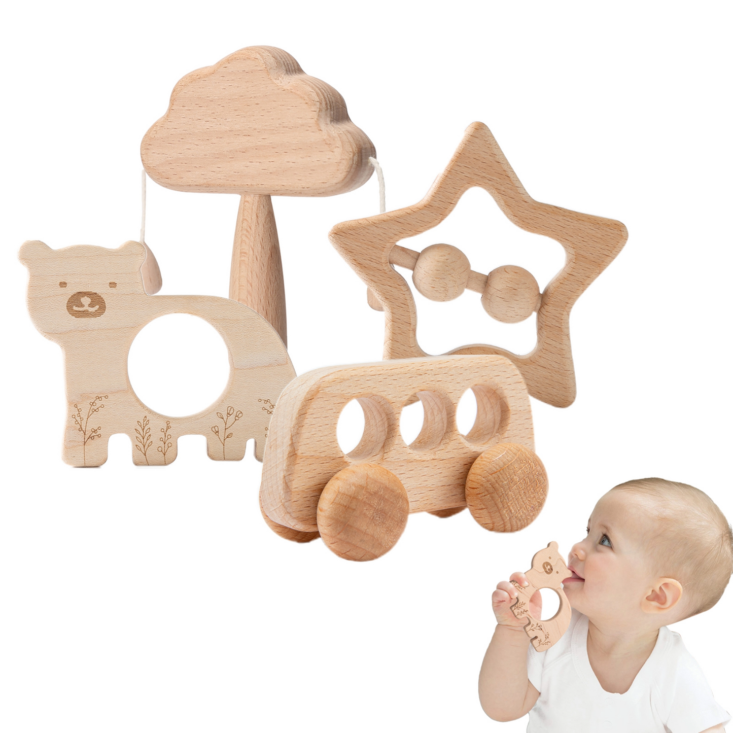 wooden rattle sets