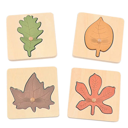 Ensemble de puzzle de feuilles en bois